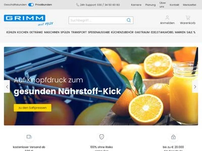 Website von GRIMM Gastronomiebedarf GmbH