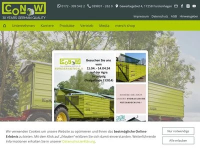 Website von Conow Anhängerbau GmbH & Co. KG