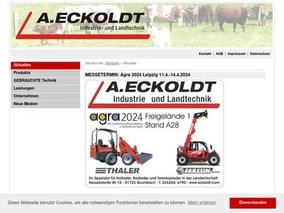 Website von A. Eckoldt Industrie- und Landtechnik GmbH