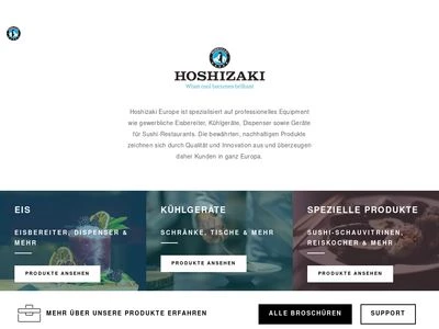 Website von Hoshizaki Deutschland