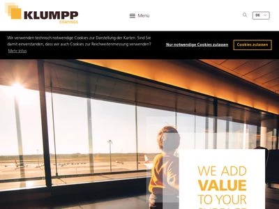 Website von Klumpp Coatings GmbH