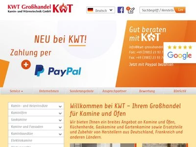 Website von KWT Großhandel Kamin- und Wärmetechnik GmbH