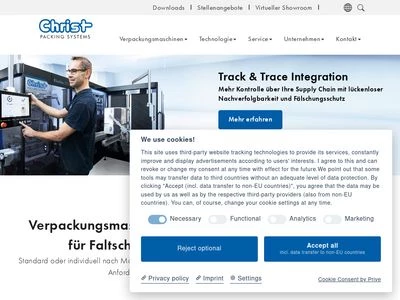 Website von Christ Packing Systems GmbH & Co. KG