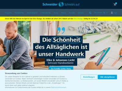 Website von Schneider Schreibgeräte GmbH