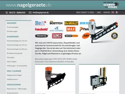 Website von Schmitt und Vogel - Kompressoren + Nagelgeräte GmbH