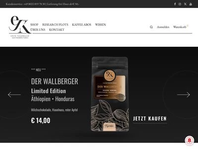 Website von Erste Tegernseer Kaffeerösterei GmbH