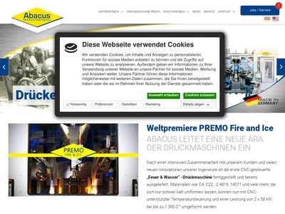 Website von Abacus Maschinenbau GmbH