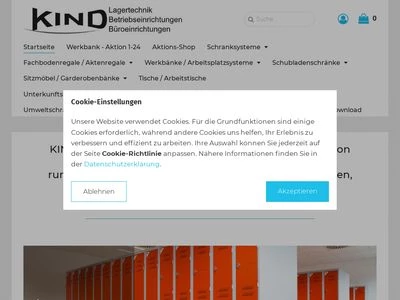 Website von KIND Lagertechnik Betriebs- und Büroeinrichtungen