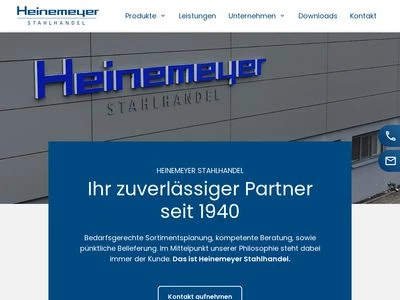Website von Heinemeyer Stahlhandel GmbH