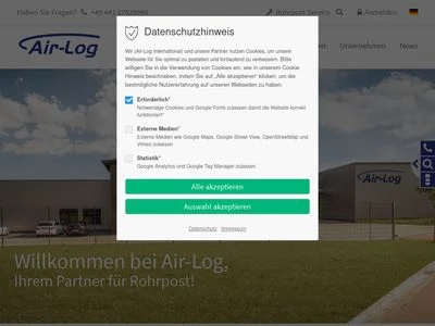 Website von Air-Log International GmbH