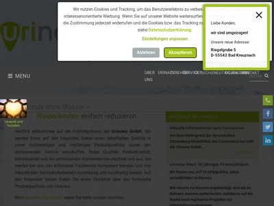 Website von urinowa GmbH
