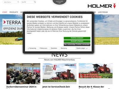 Website von HOLMER Maschinenbau GmbH