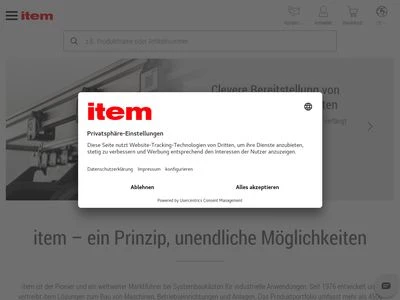 Website von item Industrietechnik GmbH