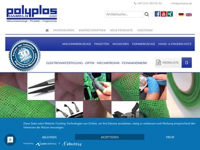 Website von Polyplas GmbH