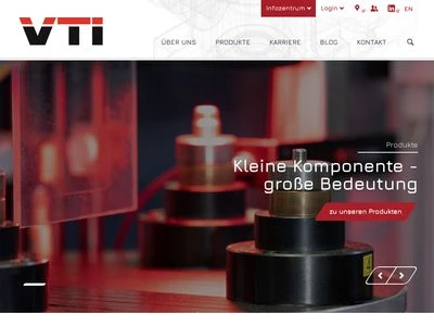 Website von VTI Ventil Technik GmbH