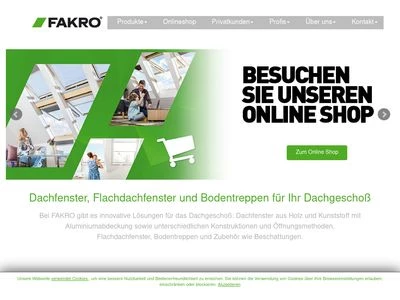Website von FAKRO Dachflächenfenster GmbH