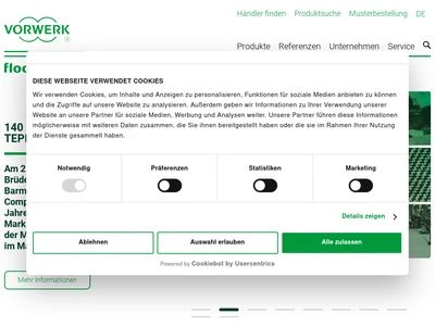 Website von Vorwerk & Co. Teppichwerke GmbH & Co. KG