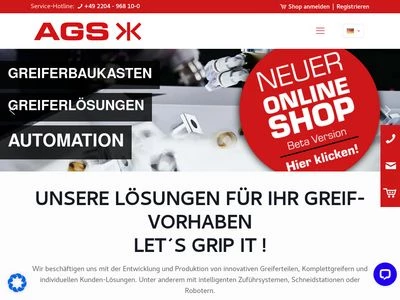 Website von AGS Automation Greifsysteme Schwope GmbH