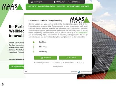 Website von MAAS Profilzentrum GmbH