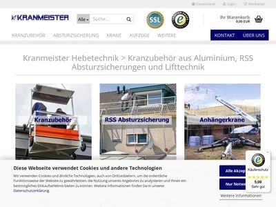 Website von Kranmeister Hebetechnik GmbH