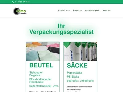 Website von COMA Packaging GmbH
