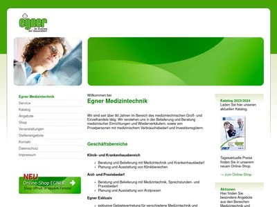 Website von Egner Medizintechnik GmbH & Co. KG