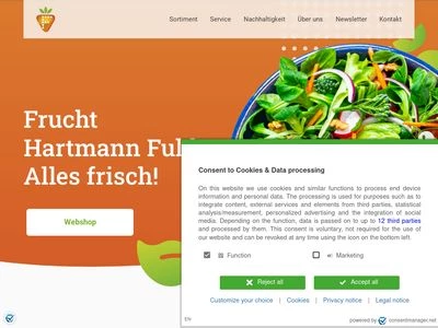 Website von Frucht Hartmann GmbH