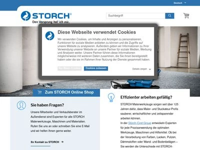 Website von STORCH Malerwerkzeuge & Profigeräte GmbH