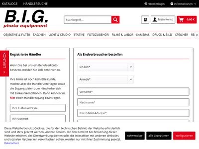 Website von B.I.G.- Brenner Import und Handels GmbH