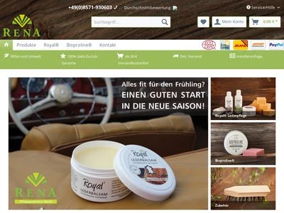 Website von RENA Pflegeprodukte GmbH