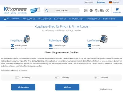 Website von Kugellager-Express GmbH