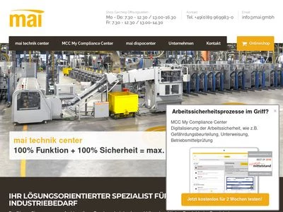 Website von mai Münchener Arbeitsschutz und Industriebedarf GmbH