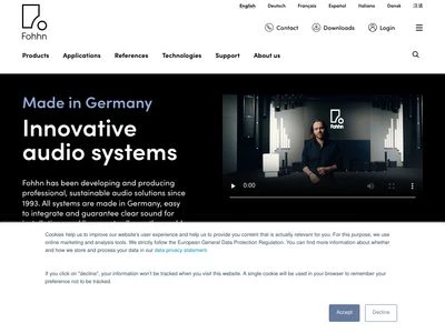 Website von Fohhn Audio AG