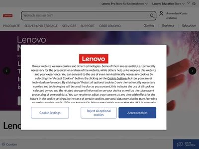 Website von Lenovo (Deutschland) GmbH
