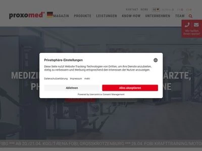 Website von proxomed Medizintechnik GmbH