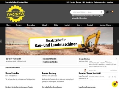 Website von Thoben Antriebs- und Filtertechnik GmbH