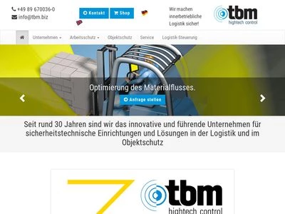 Website von tbm hightech control GmbH