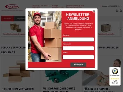 Website von Coplax Verpackungen AG