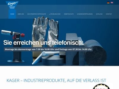 Website von KAGER Industrieprodukte GmbH