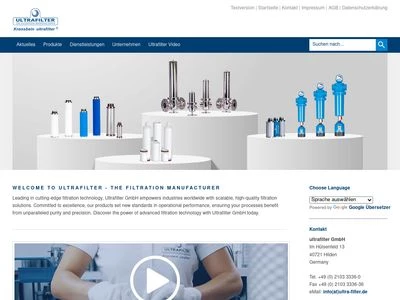 Website von ultrafilter GmbH