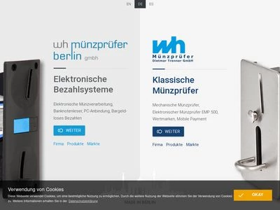 Website von wh Münzprüfer Dietmar Trenner GmbH