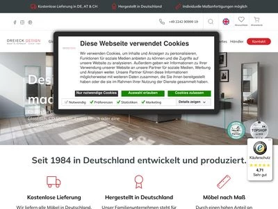 Website von DREIECK Gesellschaft für Design, Produktion und Vertrieb von Einrichtungsgegenständen aller Art mbH
