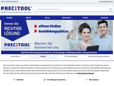 Website von PRECITOOL Werkzeughandel GmbH @ Co.KG