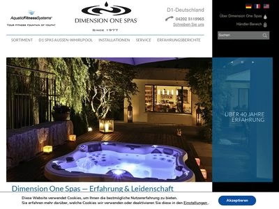 Website von Dimension One Spas Deutschland