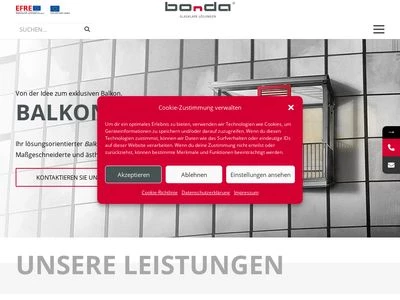 Website von BONDA Balkon- und Glasbau GmbH