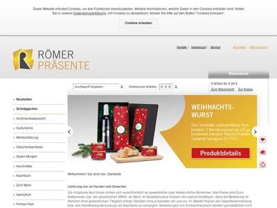 Website von Römer Wein und Sekt GmbH