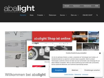 Website von abalight GmbH