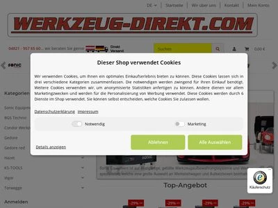 Website von Werkzeug Direkt Kai Bernhard