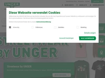 Website von Unger Germany GmbH