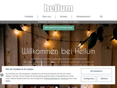 Website von Hellum Handels- und Produktions- GmbH & Co. KG